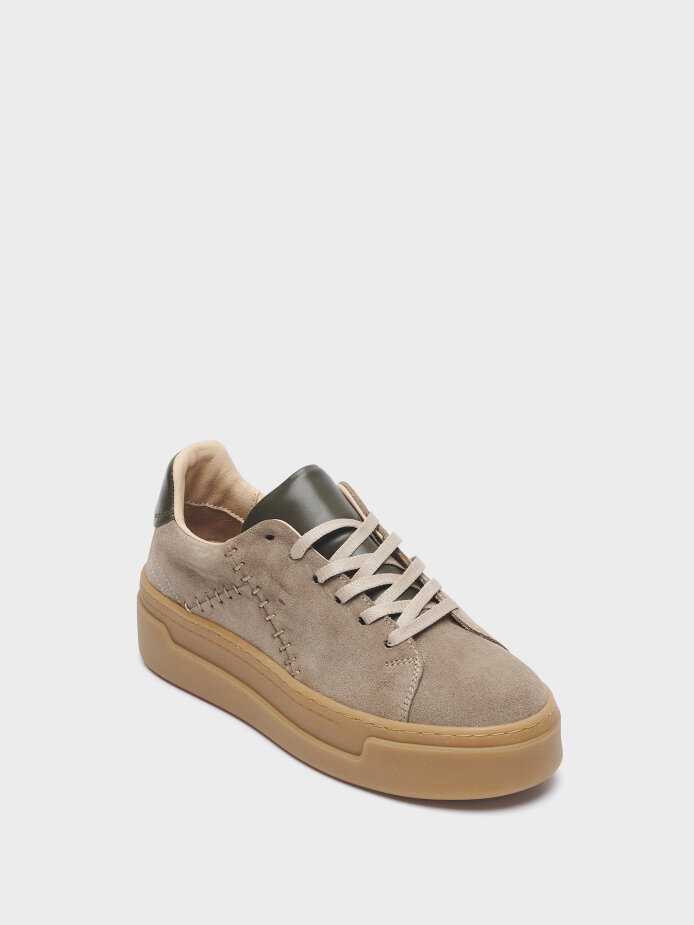 10399 KADIN AYAKKABI SNEAKER VİZON SÜET - (1)