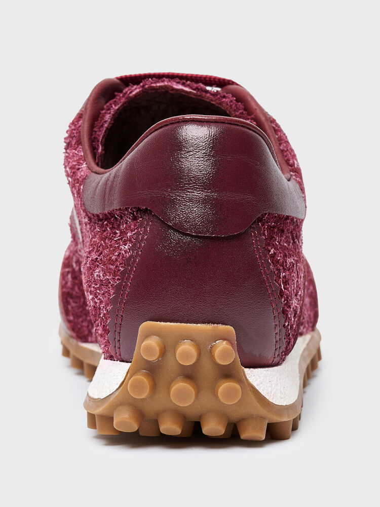 10418 KADIN SNEAKER AYAKKABI BORDO TÜYLÜ SÜET - 4