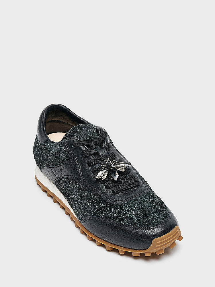 10418 KADIN SNEAKER AYAKKABI SİYAH TÜYLÜ SÜET - 2