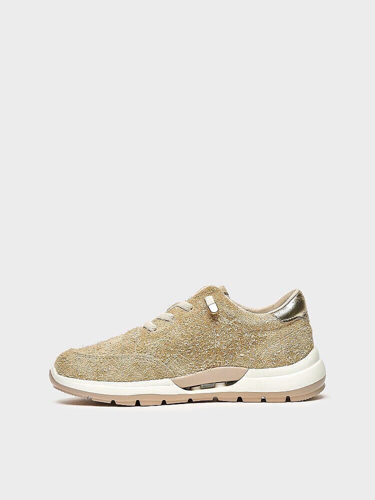 10420 KADIN SNEAKER AYAKKABI BEJ TÜYLÜ SÜET - 3