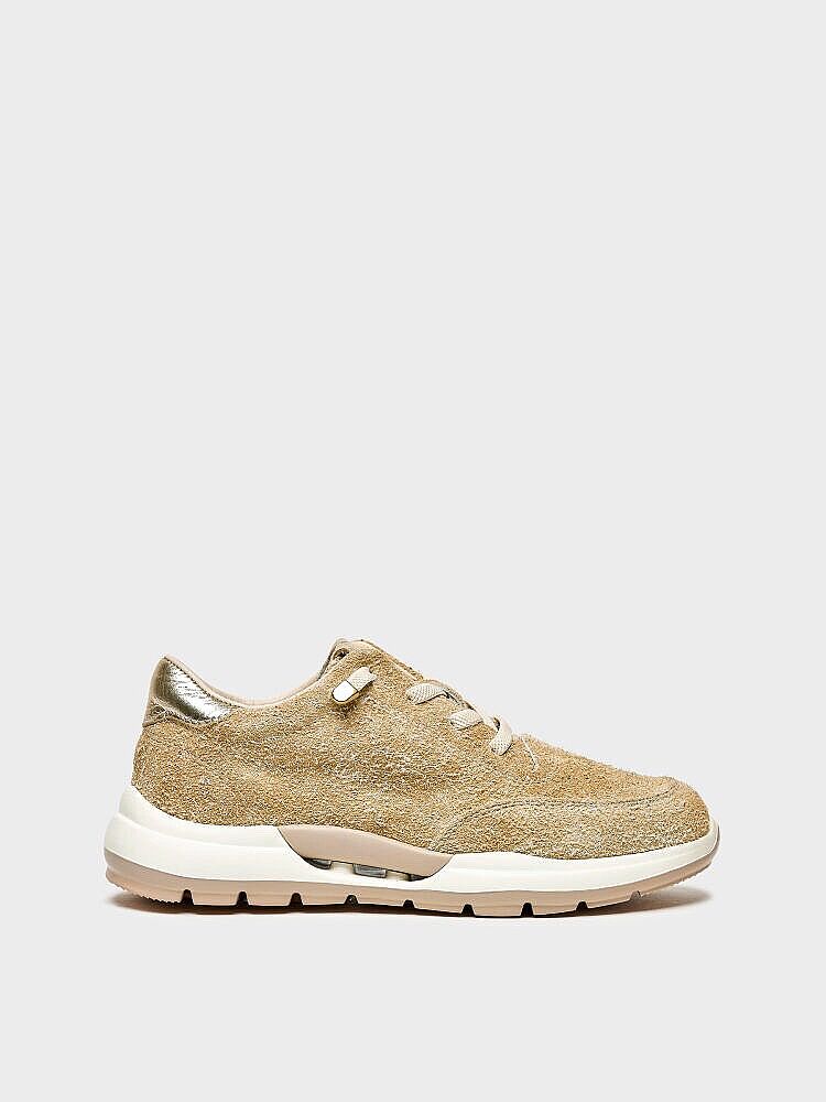 10420 KADIN SNEAKER AYAKKABI BEJ TÜYLÜ SÜET - 1