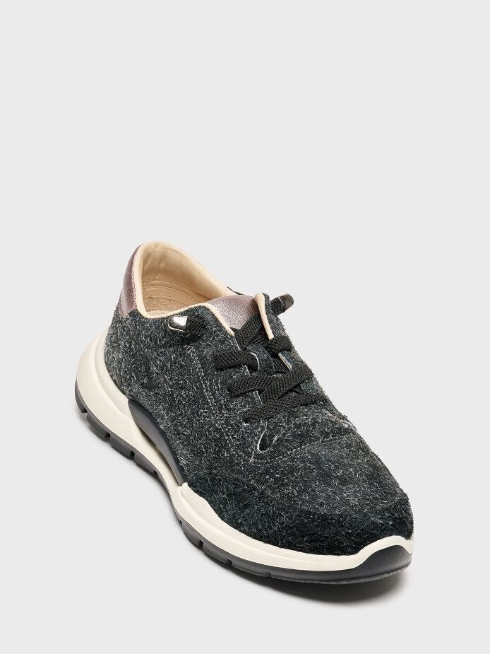 10420 KADIN SNEAKER AYAKKABI SİYAH TÜYLÜ SÜET - (1)