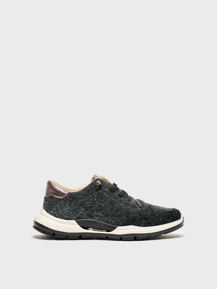 10420 KADIN SNEAKER AYAKKABI SİYAH TÜYLÜ SÜET - 