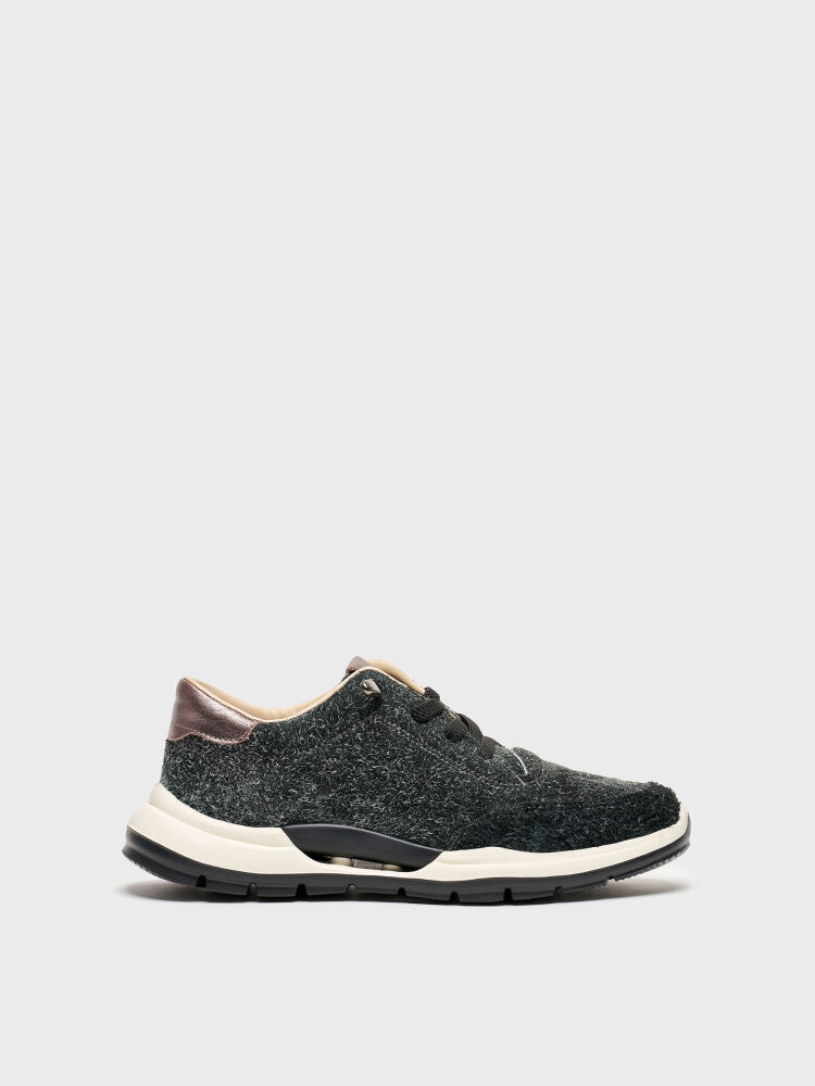 10420 KADIN SNEAKER AYAKKABI SİYAH TÜYLÜ SÜET - 1