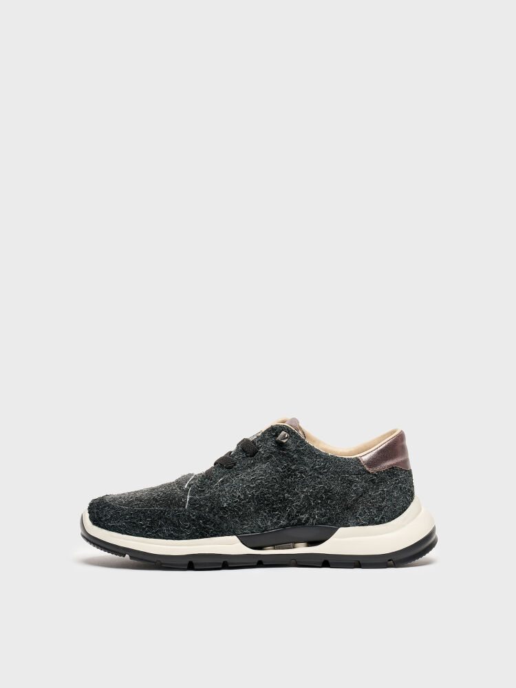 10420 KADIN SNEAKER AYAKKABI SİYAH TÜYLÜ SÜET - 3