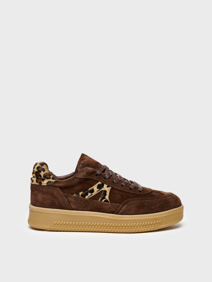 10421 KADIN SNEAKER AYAKKABI KAHVE SÜET/LEOPAR - 