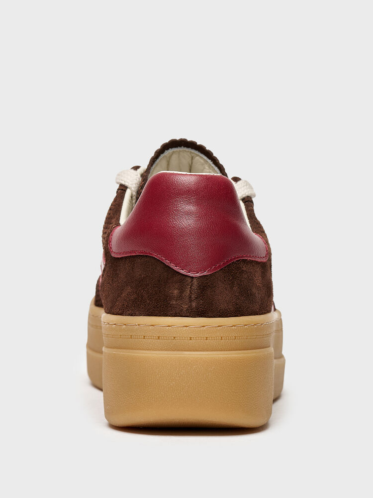 10424 KADIN SNEAKER AYAKKABI KAHVE SÜET/BORDO - 4