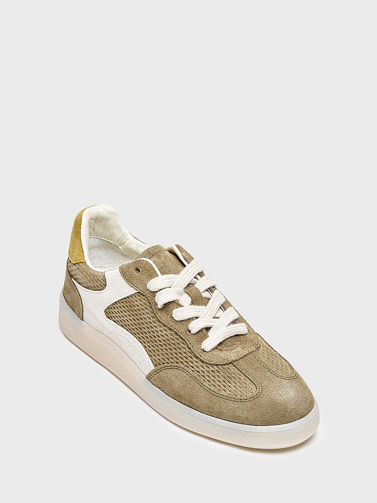 10426 KADIN SNEAKER AYAKKABI YEŞİL SÜET/BEJ SÜET - 2