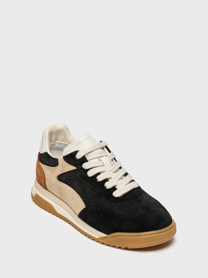 10427 KADIN SNEAKER AYAKKABI SİYAH SÜET/BEJ SÜET - (1)