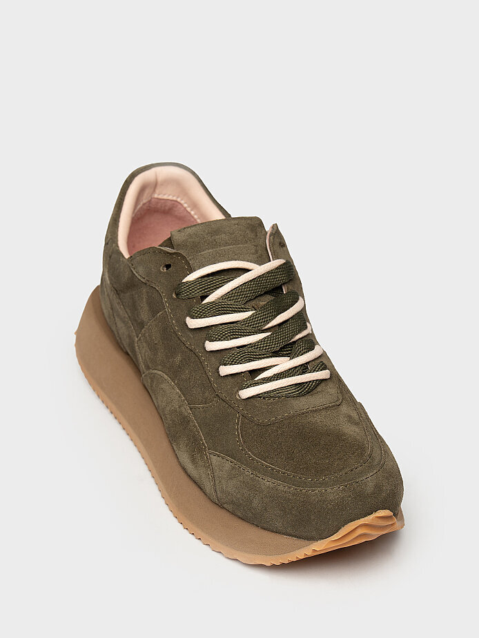 10432 KADIN SNEAKER AYAKKABI HAKİ SÜET - (1)