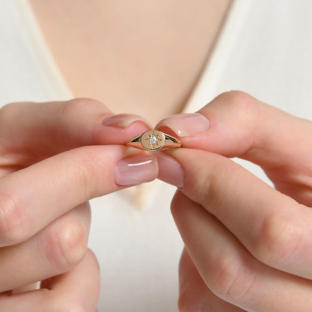 14 AYAR ROSE ALTIN 0,04 CT PIRLANTA YÜZÜK					 - 3