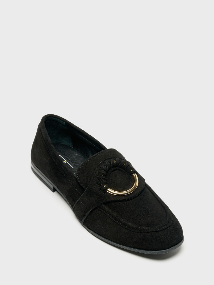 15210 KADIN LOAFER SİYAH SÜET - (1)