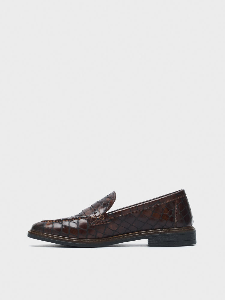 15237 KADIN AYAKKABI LOAFER KAHVE KROKO - 3