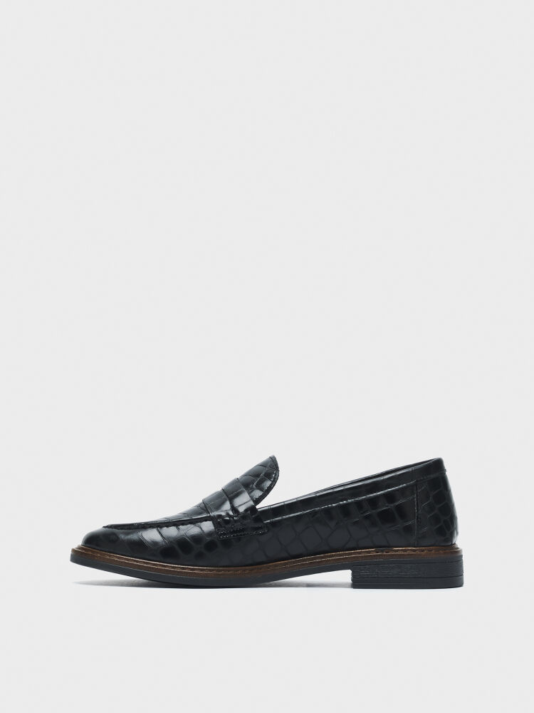 15237 KADIN AYAKKABI LOAFER SİYAH KROKO - 3