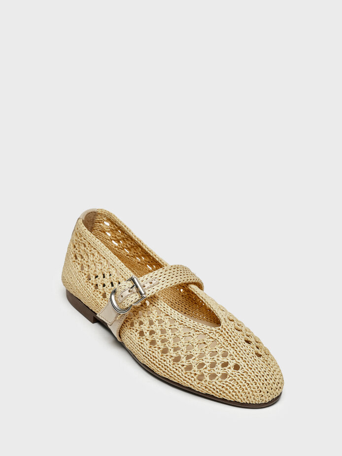 15251 KADIN BABET AYAKKABI BEJ ÖRGÜ - (1)