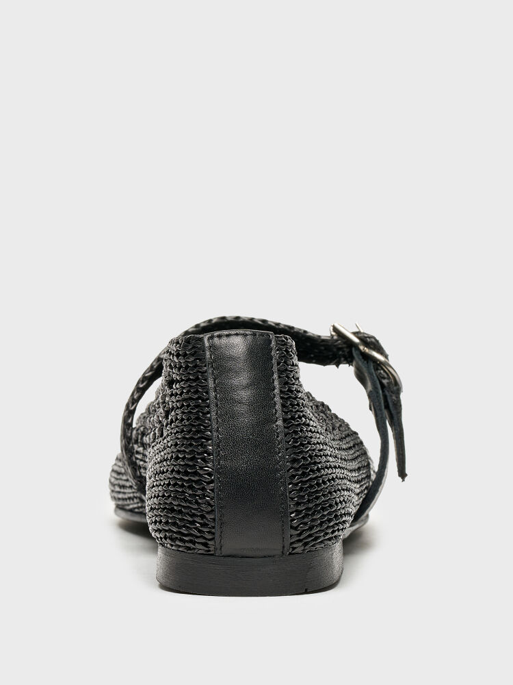 15251 KADIN BABET AYAKKABI SİYAH ÖRGÜ - 4