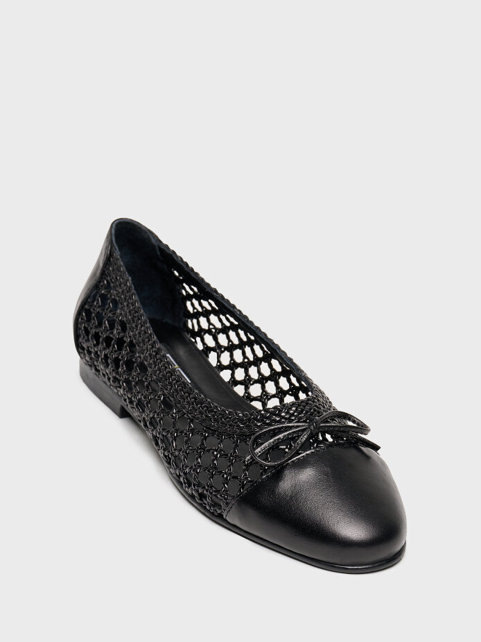 15252 KADIN BABET AYAKKABI SİYAH ÖRGÜ - (1)