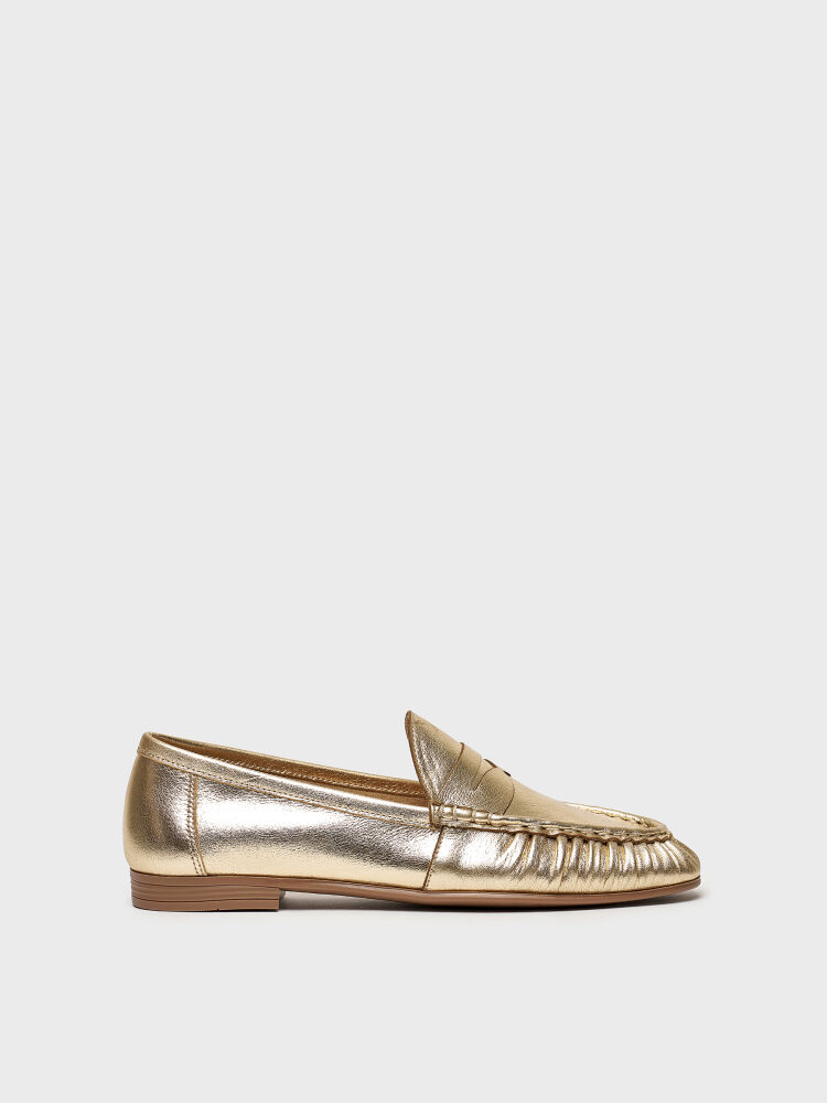 15269 KADIN LOAFER AYAKKABI GOLD DERİ - 1