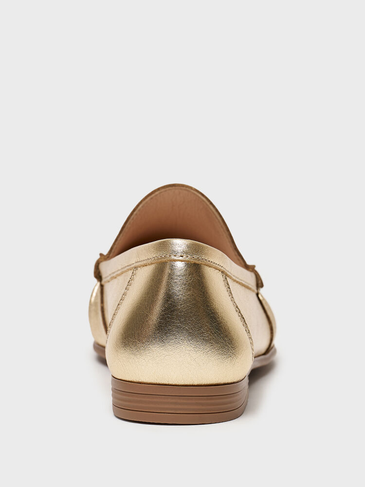 15269 KADIN LOAFER AYAKKABI GOLD DERİ - 4