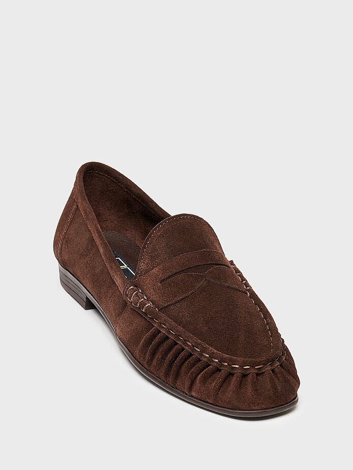 15269 KADIN LOAFER AYAKKABI KAHVE SÜET - (1)