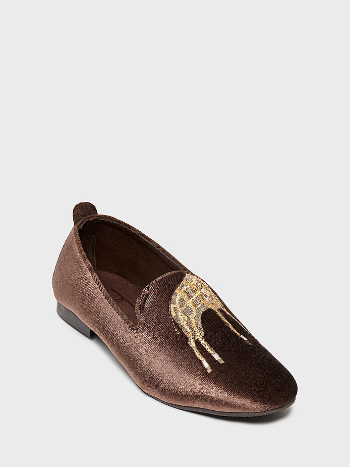 15270 KADIN BABET AYAKKABI KAHVE KADİFE - (1)