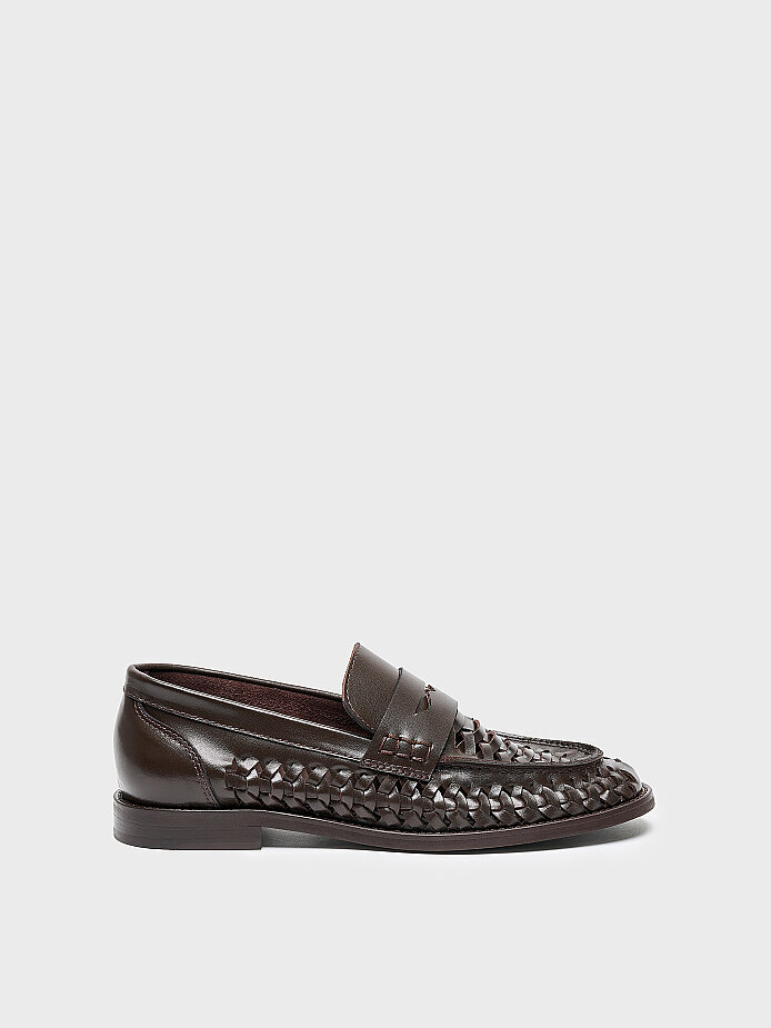 15272 KADIN LOAFER AYAKKABI KAHVE ÖRGÜ - 