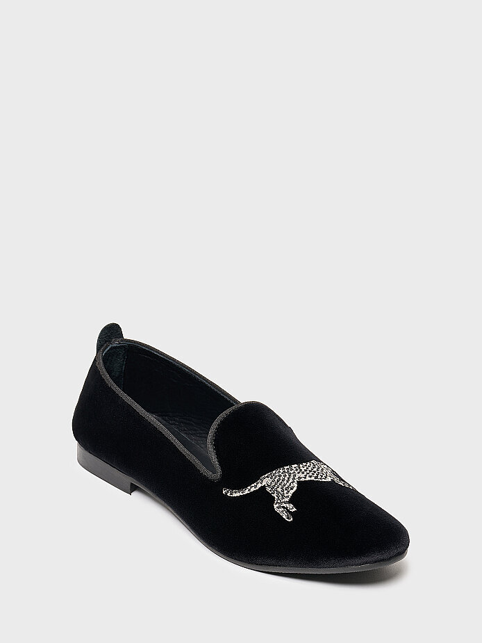 15273 KADIN BABET AYAKKABI SİYAH KADİFE - (1)