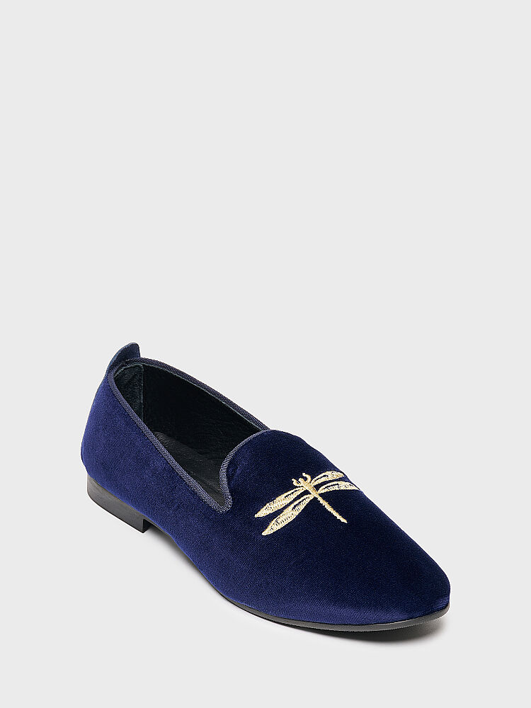 15274 KADIN BABET AYAKKABI LACİVERT KADİFE - 2