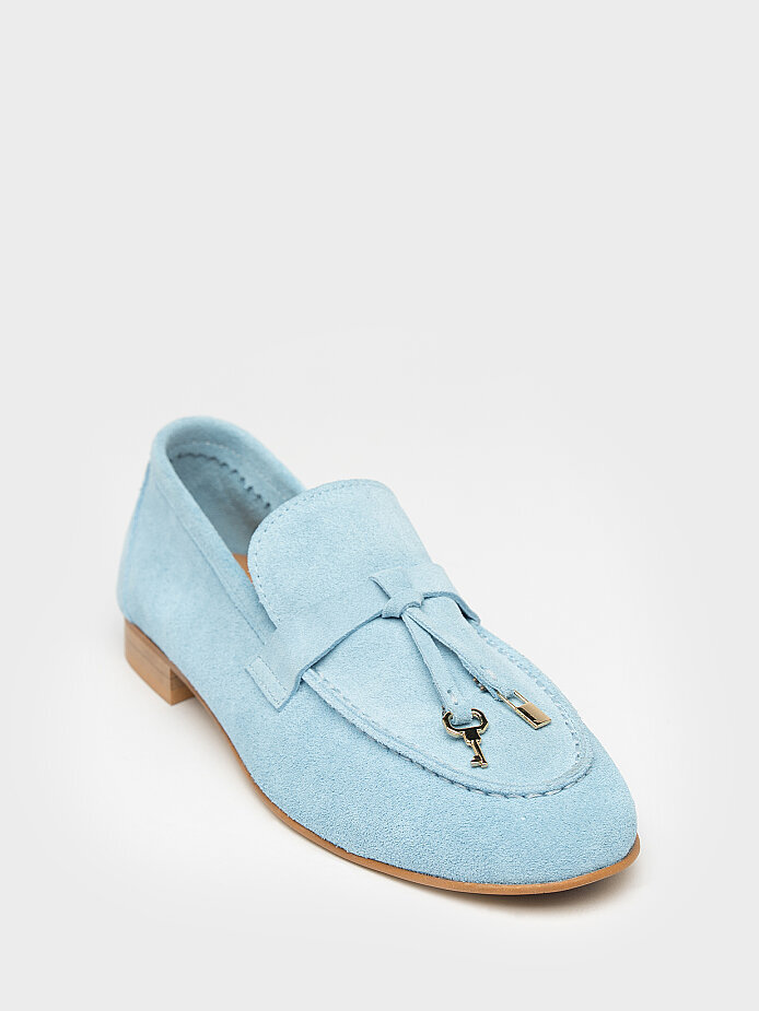 15275 KADIN LOAFER AYAKKABI MAVİ SÜET - (1)