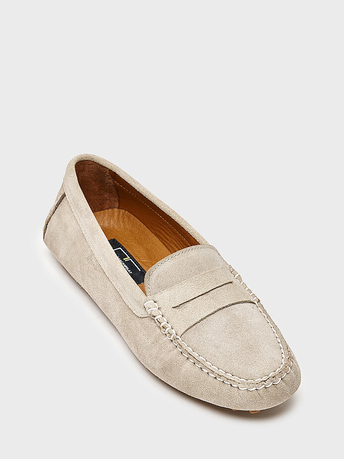 15278 KADIN LOAFER AYAKKABI AÇIK GRİ SÜET - (1)
