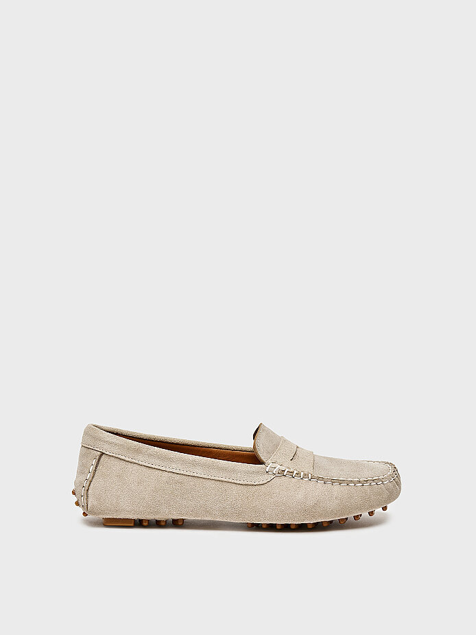 15278 KADIN LOAFER AYAKKABI AÇIK GRİ SÜET - 