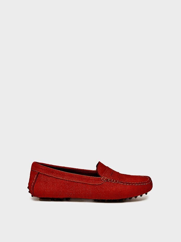 15278 KADIN LOAFER AYAKKABI KIRMIZI SÜET - 