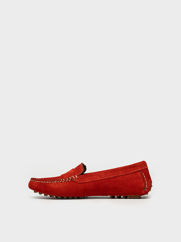 15278 KADIN LOAFER AYAKKABI KIRMIZI SÜET - 4