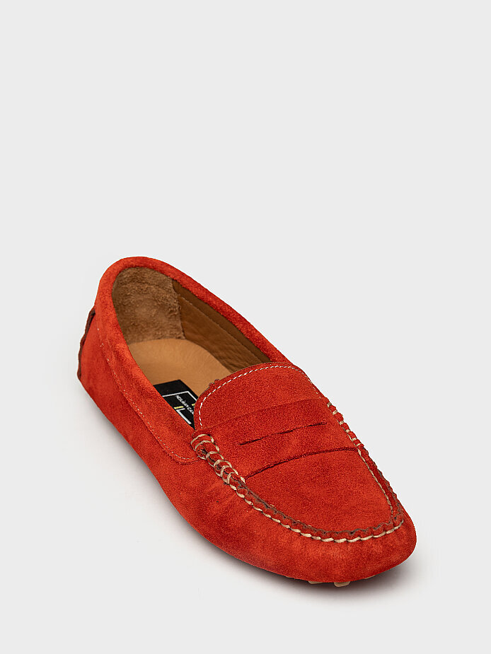 15278 KADIN LOAFER AYAKKABI KIRMIZI SÜET - (1)
