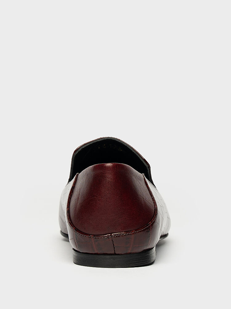 15283 KADIN LOAFER AYAKKABI BORDO CROKO - 4