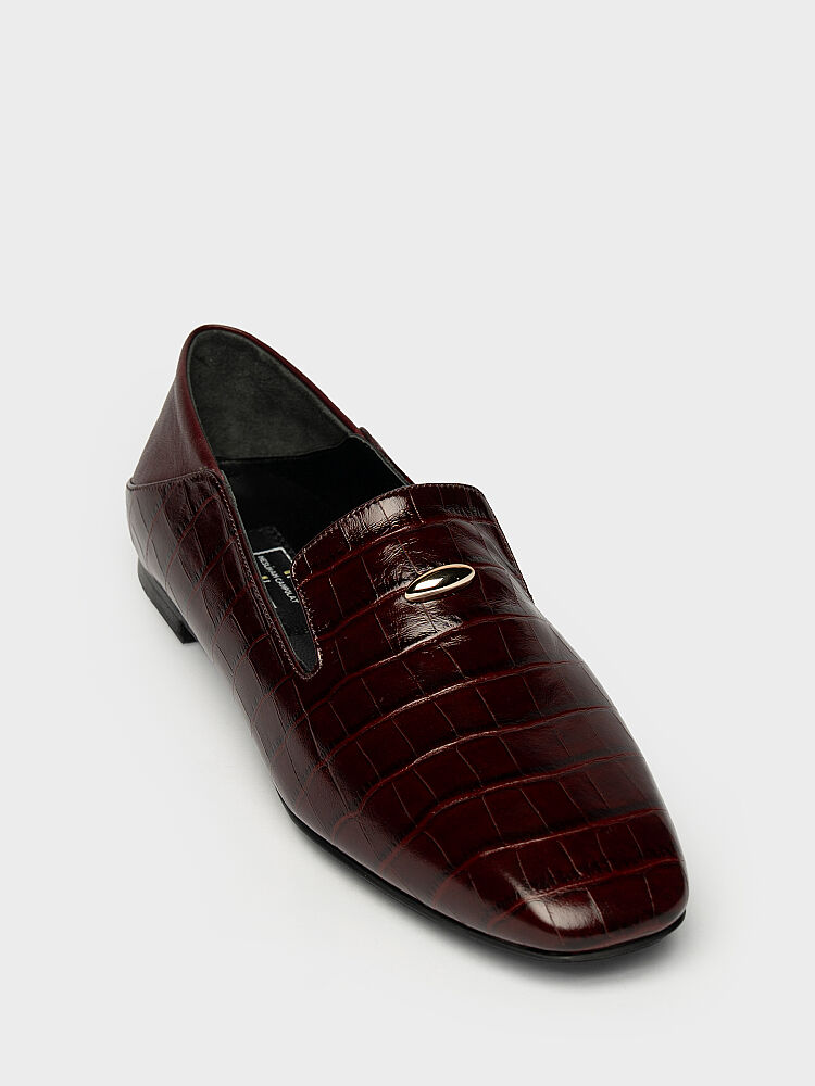15283 KADIN LOAFER AYAKKABI BORDO CROKO - 2