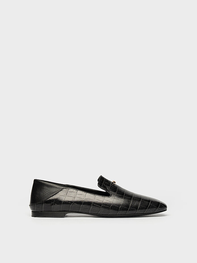 15283 KADIN LOAFER AYAKKABI SİYAH CROKO - 