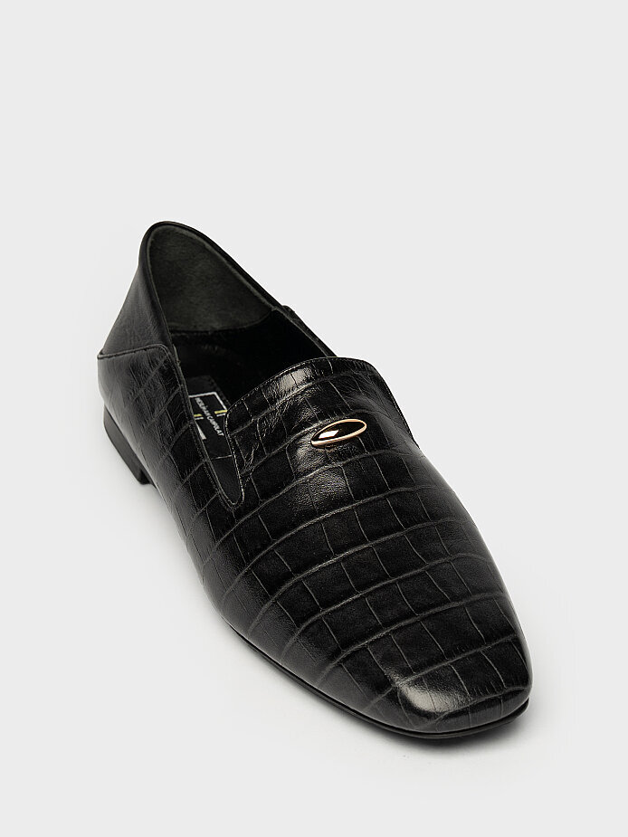 15283 KADIN LOAFER AYAKKABI SİYAH CROKO - (1)