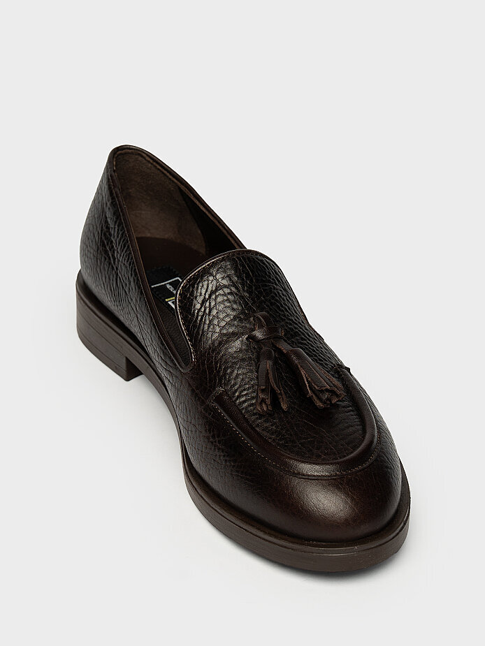 15284 KADIN LOAFER AYAKKABI KAHVE DERİ - (1)