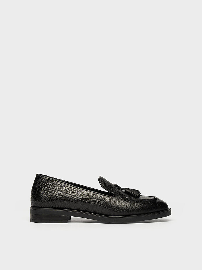 15284 KADIN LOAFER AYAKKABI SİYAH DERİ - 