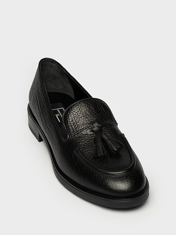 15284 KADIN LOAFER AYAKKABI SİYAH DERİ - (1)