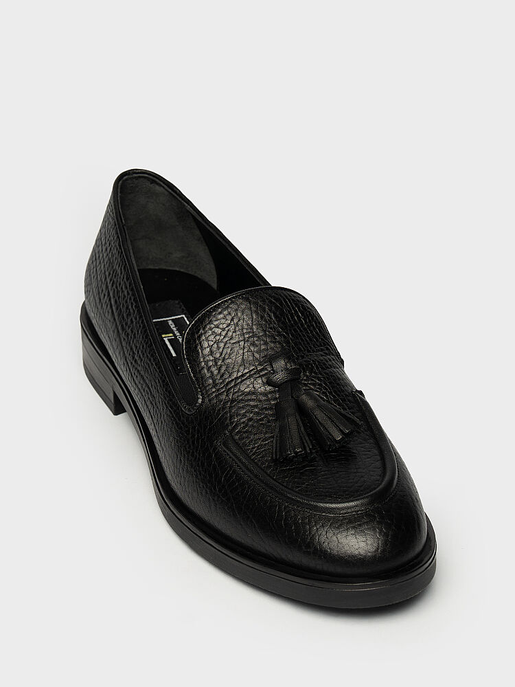 15284 KADIN LOAFER AYAKKABI SİYAH DERİ - 2