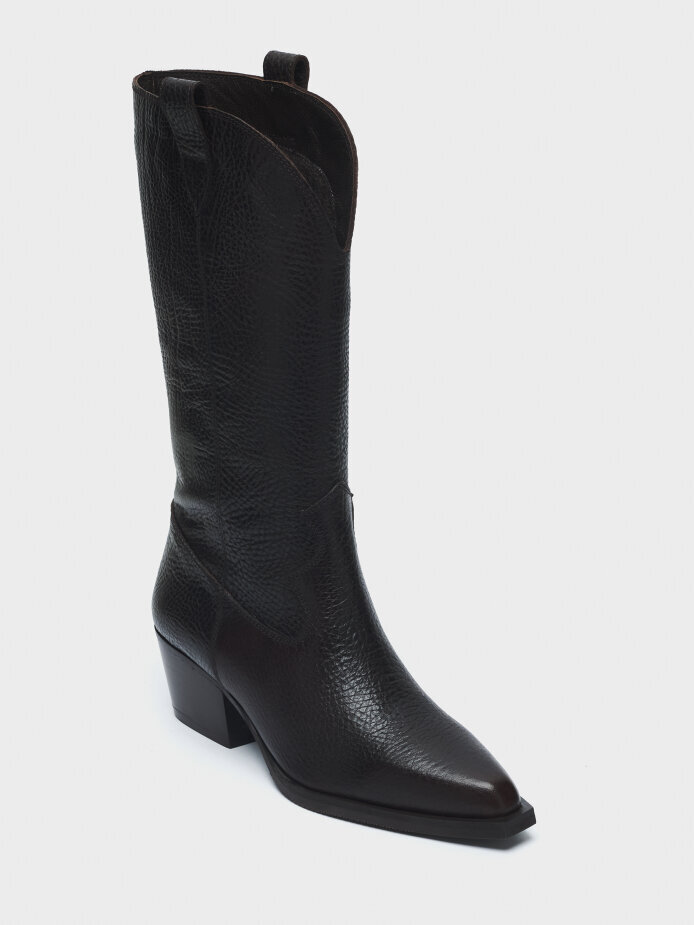 20601 KADIN ÇİZME KAHVE BASKI - (1)