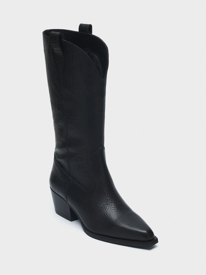 20601 KADIN ÇİZME SİYAH BASKI - (1)