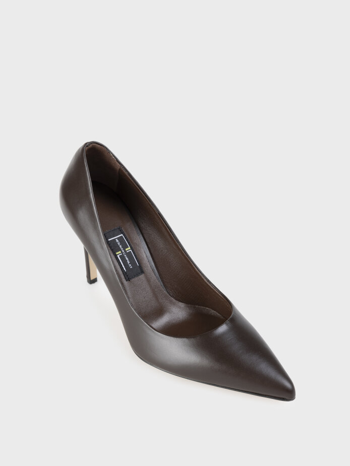 25128 KADIN STİLETTO AYAKKABI KAHVE - (1)