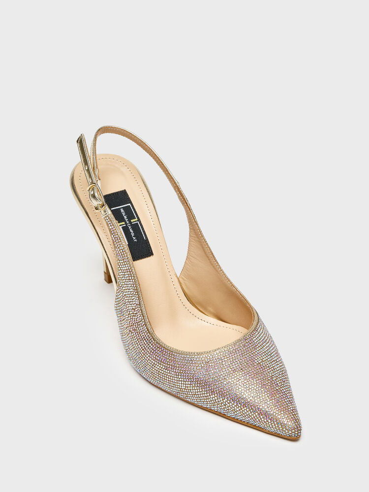 25144 KADIN STİLETTO AYAKKABI ALTIN TAŞLI - 2