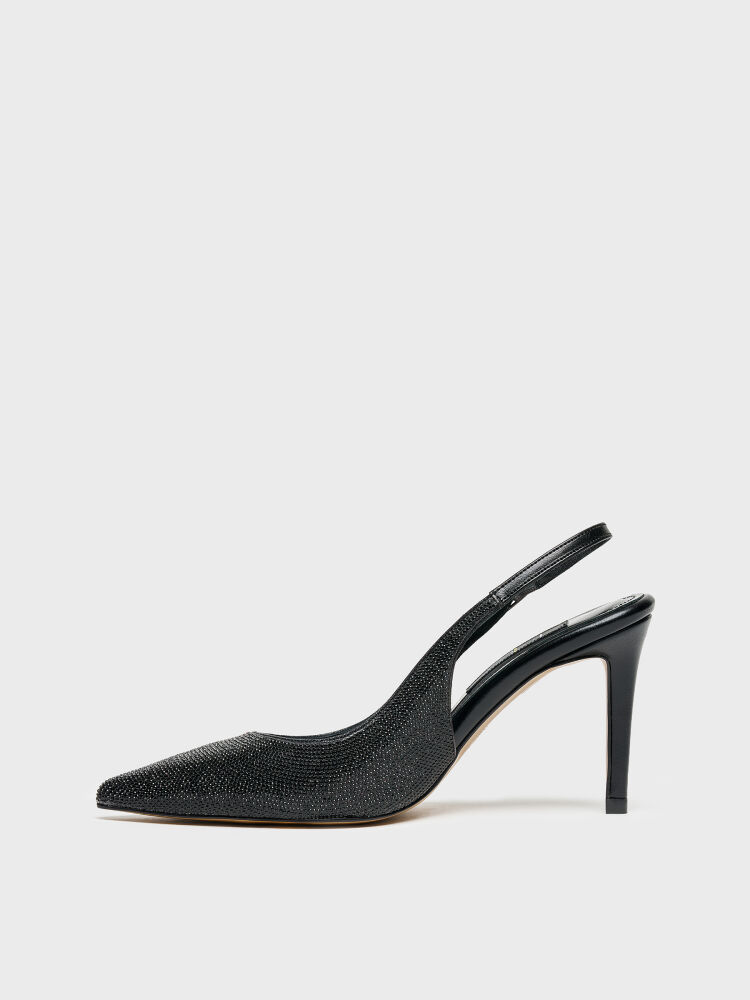 25144 KADIN STİLETTO AYAKKABI SİYAH TAŞLI - 3