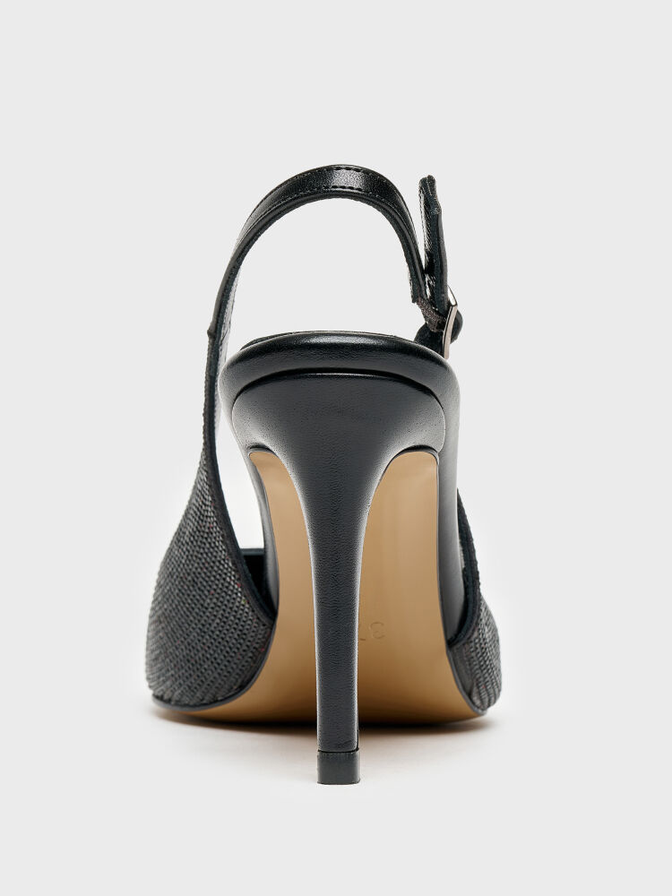 25144 KADIN STİLETTO AYAKKABI SİYAH TAŞLI - 4