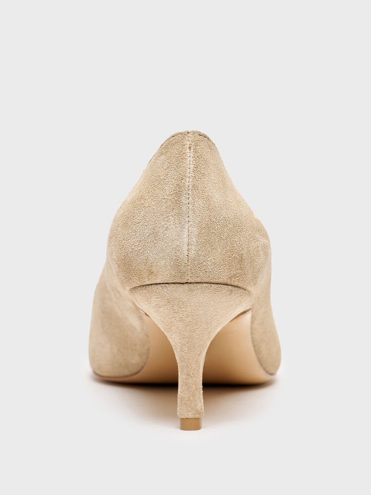 25145 KADIN STİLETTO AYAKKABI BEJ SÜET - 4