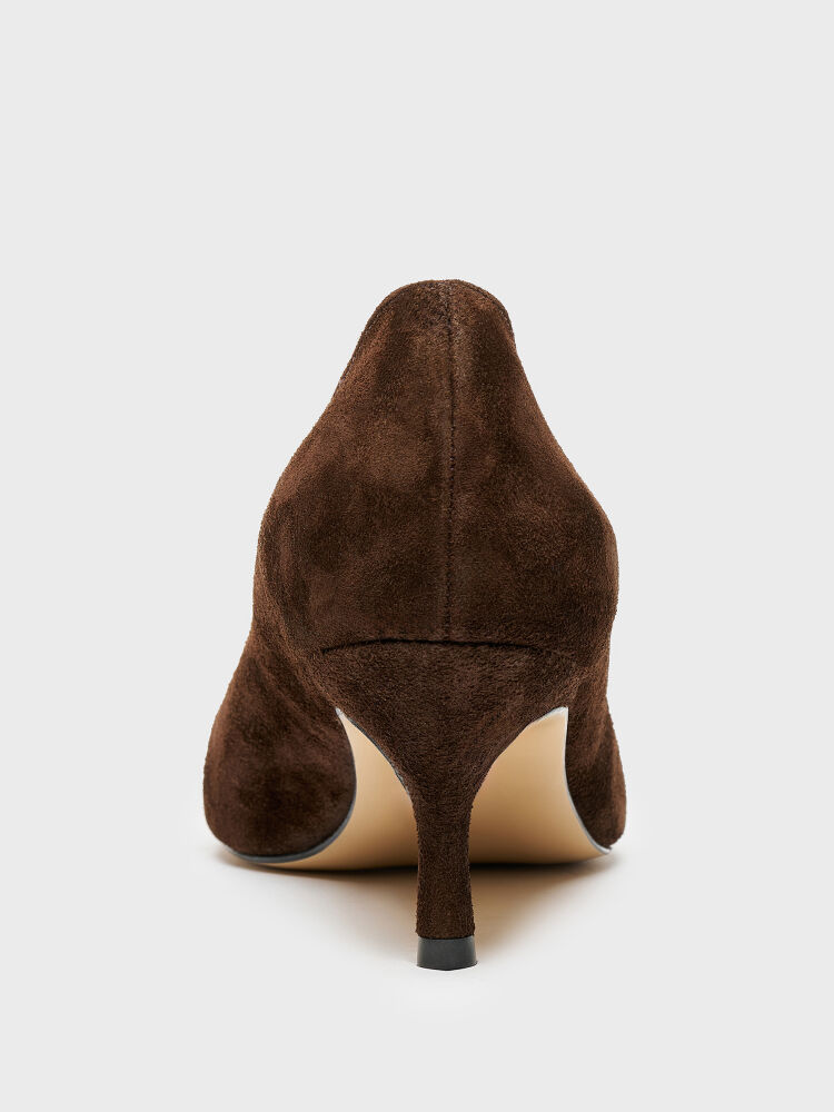 25145 KADIN STİLETTO AYAKKABI KAHVE SÜET - 4